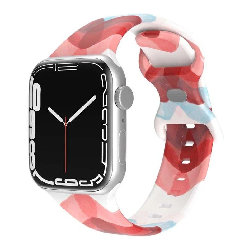 Printed Floral band For Apple Watch Ultra band 49mm 41mm 40mm 38mm 45mm 44mm 42mm Silicone band Apple Watch Series 9 8 7 SE 6 5 4 3