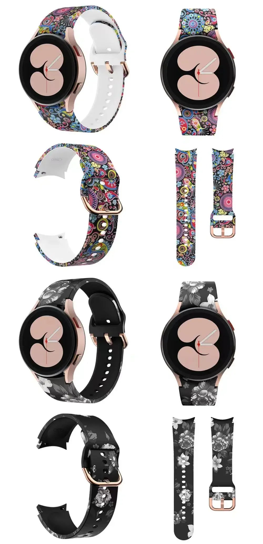 Printed Silicone Strap For Samsung Galaxy FE 4/5/6/7 40mm 44mm Colors Bracelet Watchband For Watch 4-6 Classic 47mm43mm 46mm42mm