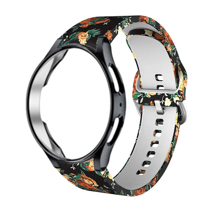 Leopard Printed Strap For Samsung Galaxy 4/5 40mm 44mm 5 Pro 45mm Silicone Bracelet For Watch 4 Classic 42mm 46mm Watchband+Case
