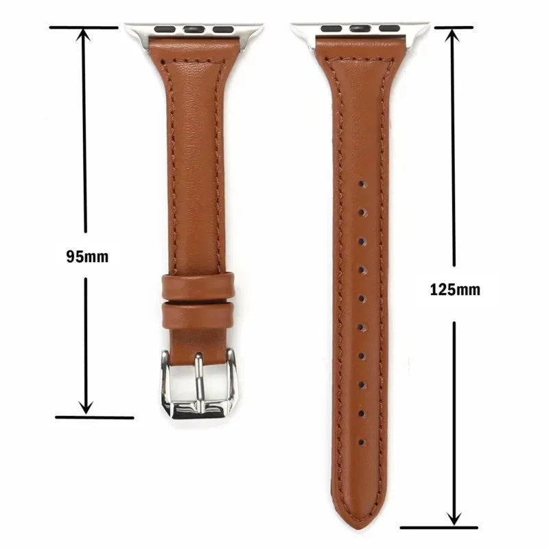 Slim Leather band For Apple Watch band 44mm 40mm 41mm 45mm 44mm band aple watch Series 10 11 46mm 42mm band Ultra 2 3 49mm