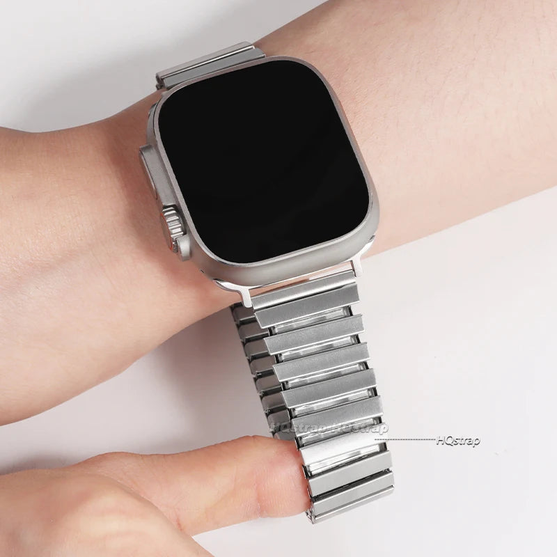 Elastic Stainless Steel band for Apple Watch Ultra band 49mm 44mm 45mm 40mm 41mm 42mm metal band for Apple Watch Series 9 8 7 6
