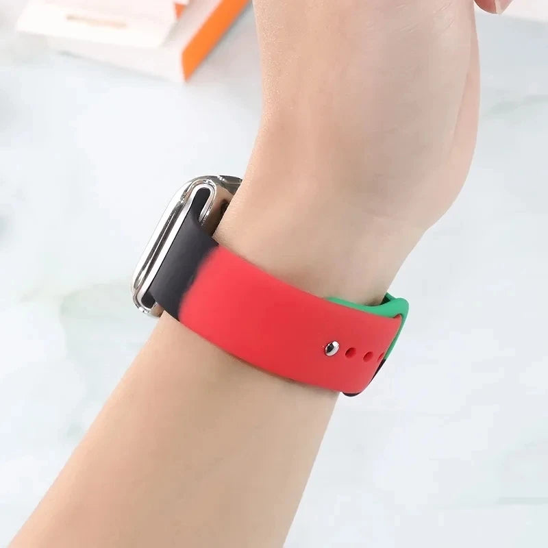 Silicone band For Apple Watch band 49mm 44mm 40mm 38mm 42mm 41mm 45mm Black Unity belt Sport band for Apple Watch Series 9 8 7 3 4 5 6 SE 2