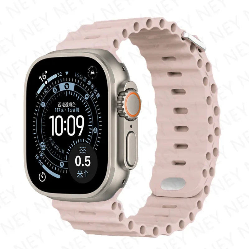 Bands For Apple Watch 10 Ultra 2 3 49mm 45mm 41mm 44mm Silicone Ocean band Apple Watch Series 11 9 8 7 6 5 4 SE 3 46mm 42mm