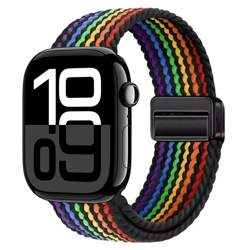 Nylon Braided Loop band for Apple Watch Ultra 3 2 49mm 11 10 42mm 46mm 9 8 7 45mm 41mm Magnetic band Apple Watch 6 5 SE 44mm 40mm band