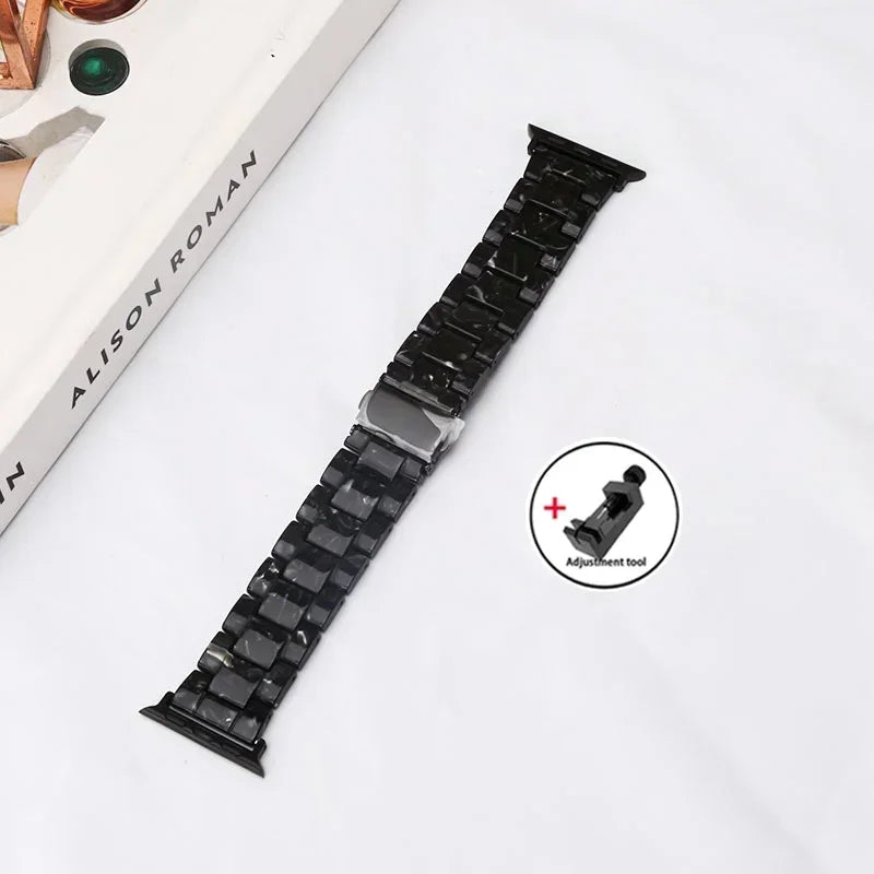 Luxury Resin band for Apple Watch Ultra 2 band 49mm 45mm 41mm 40mm 44mm 38mm 42mm Link band Apple Watch Series 9 7 8 6 SE 5 4 3