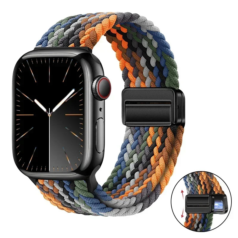 Magnetic Braided band For Apple Watch band 46mm 42mm 45mm 41mm 44mm 40mm Ultra 2 49mm Nylon band Apple Watch 10 9 8 7 6 5 4 SE