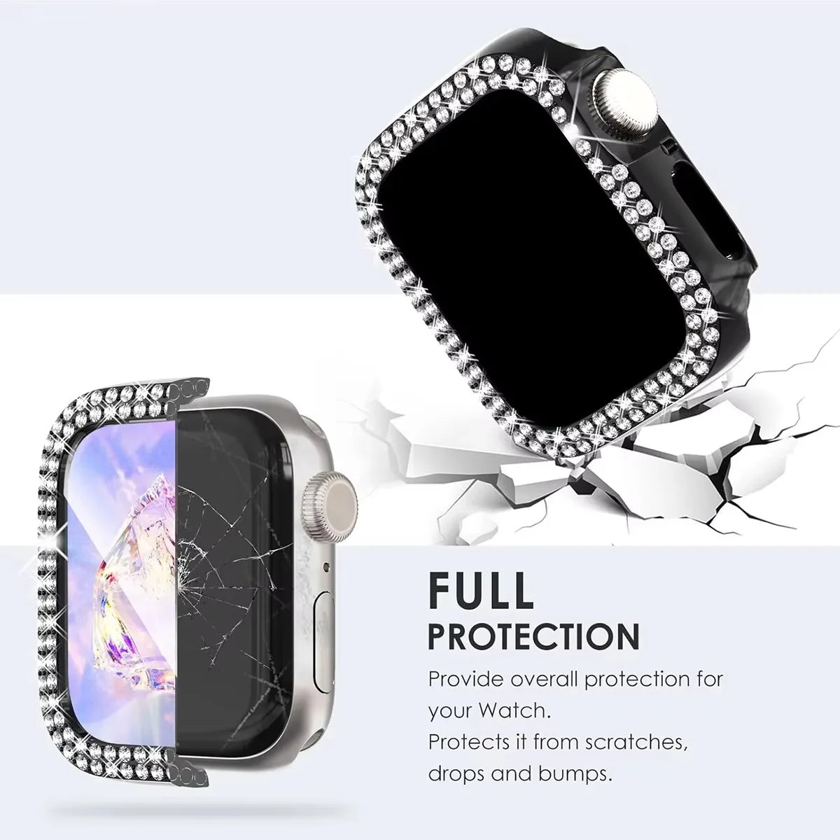 Diamond Case+Milanese band For Apple Watch band Ultra 2 band For Apple Watch 10 9 8 7 46mm 42mm 45mm 44mm 40mm 41mm Series 6 5 4