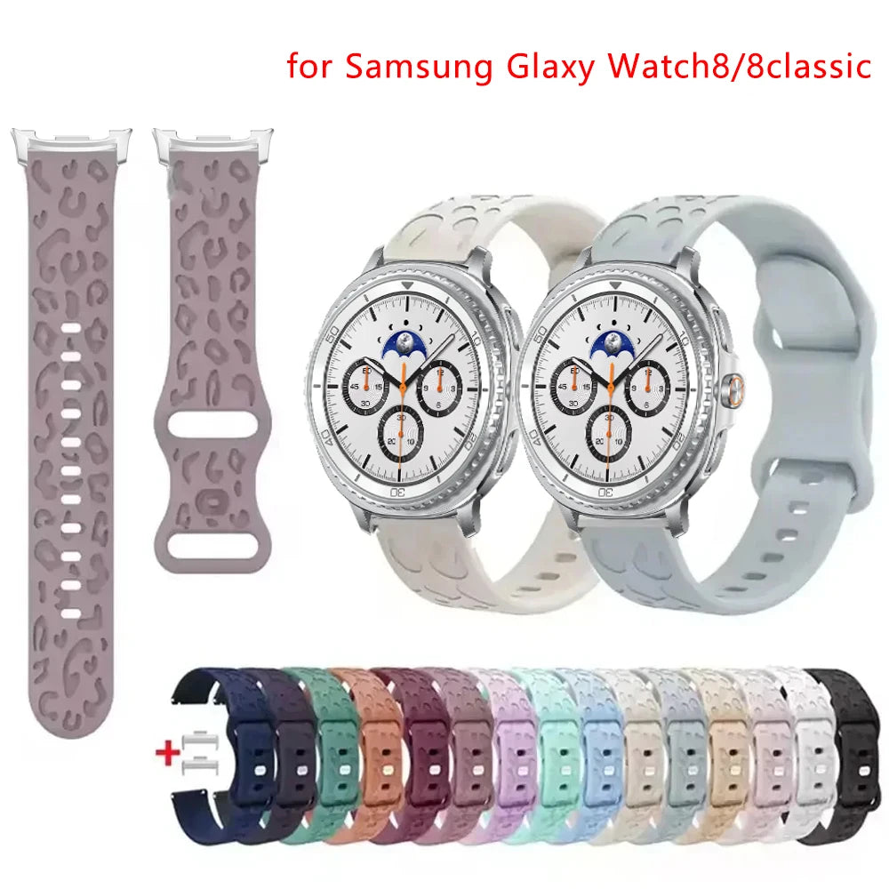 Samsung galaxy watch 8 Band Leopard Print Strap For galaxy watch 8 classic Silicone Engraved Wristband Replaceable Watchband