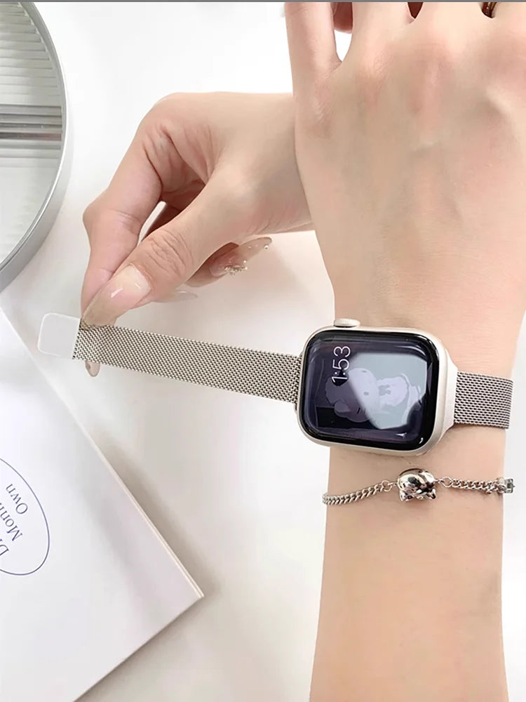 Slim Milanese Loop band For Apple Watch Ultra 3 band 40mm 44mm 41mm 45mm 42mm 49mm band Correa Apple Watch Series 11 10 9 8 7