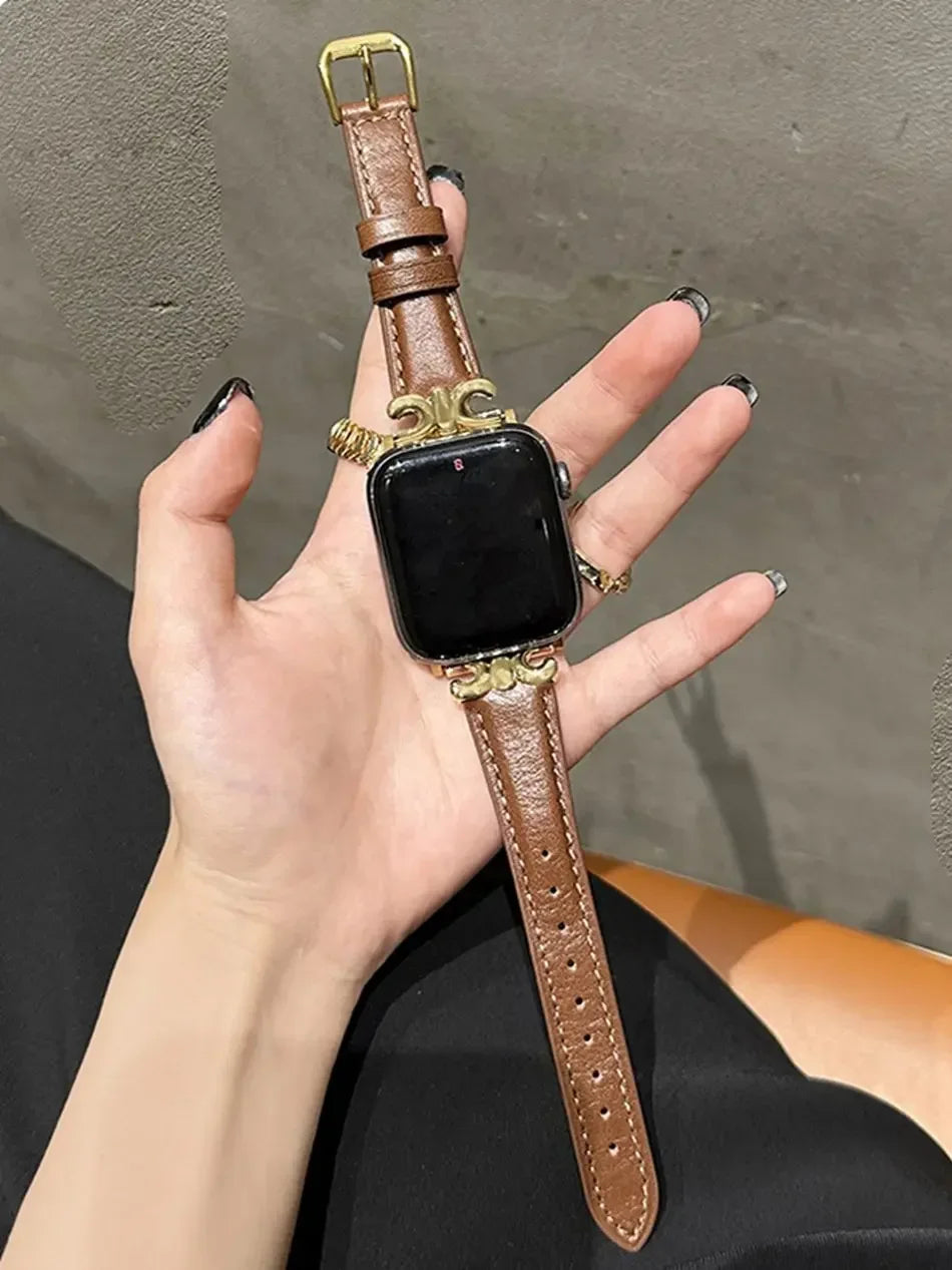 For Apple Watch band Series Ultra 10 9 8 7 6 5 Luxury Leather loop For Women 38mm 40mm 41mm 42mm 44mm 45mm 46mm 49mm band