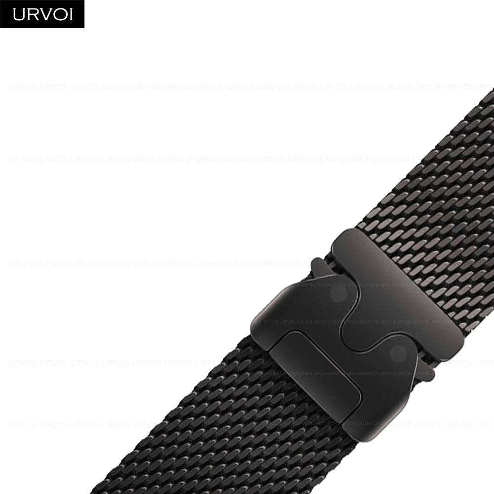 URVOI Titanium Milanese loop for Apple Watch Ultra 3 2 Series 11 10 9 Natural Black band mesh band for Apple Watch parachute buckle