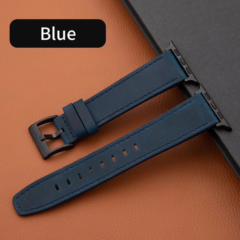 Leather band For Apple Watch band 49mm 44mm 45mm 42mm 40mm 46mm 38mm 41mm Crazy Horse Style band Apple Watch Ultra Series 10 9 8 7 SE 6 5