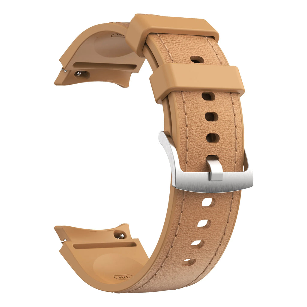 Silicone+Leather Strap for Samsung Galaxy Watch 7 6 5 4 FE 40mm 44mm No Gap Bracelet Band Watch 6 4 Classic 43/47mm 42/46mm Belt