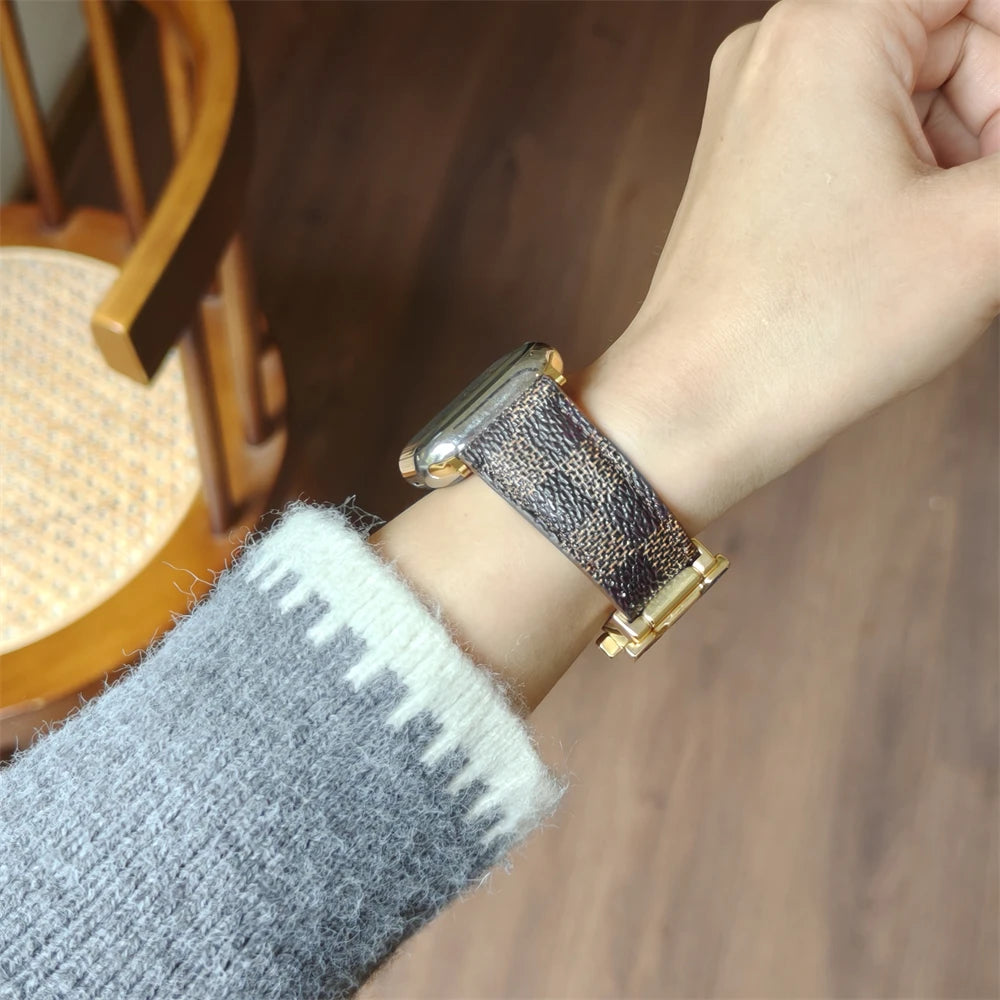 Luxury Fashion band for Apple Watch band 46mm Ultra 49mm 45mm 44mm 42mm 41mm 40mm 38mm metal Buckle band Apple Watch Series 11 10 9 8 7 6 ba