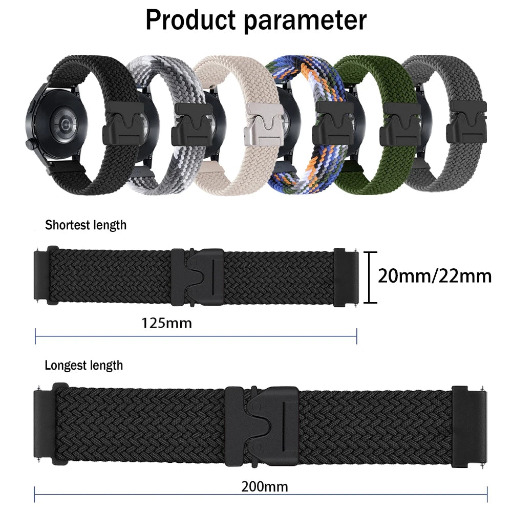 20mm 22mm Parachute Straps For Galaxy Watch Band 7/FE/6/5/pro/4/Classic/active 2/Gear s3 correa Bracelet Huawei watch GT 5 4 3 2