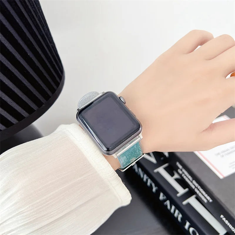 Bling Transparent band for Apple Watch Ultra 2 band 49mm 45mm 41mm 44mm 40mm 46mm Silicone band Apple Watch Series 10 9 8 7 6 5 SE