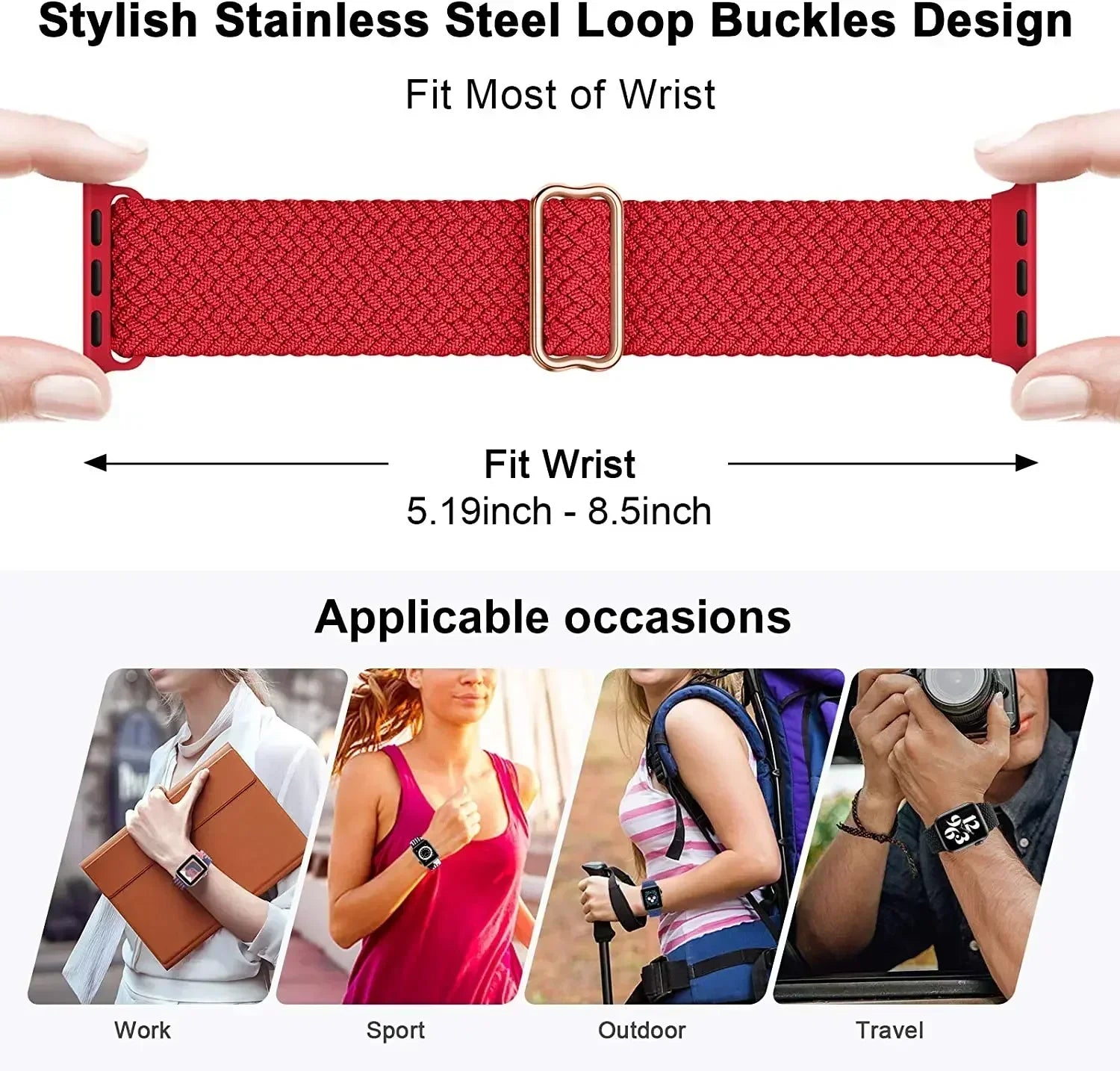 Braided Nylon band for Apple Watch band Ultra 2 49mm Series 10 46mm 42mm 44mm 40mm 41mm Adjustable band Apple Watch 9 8 7 6 SE 5 4