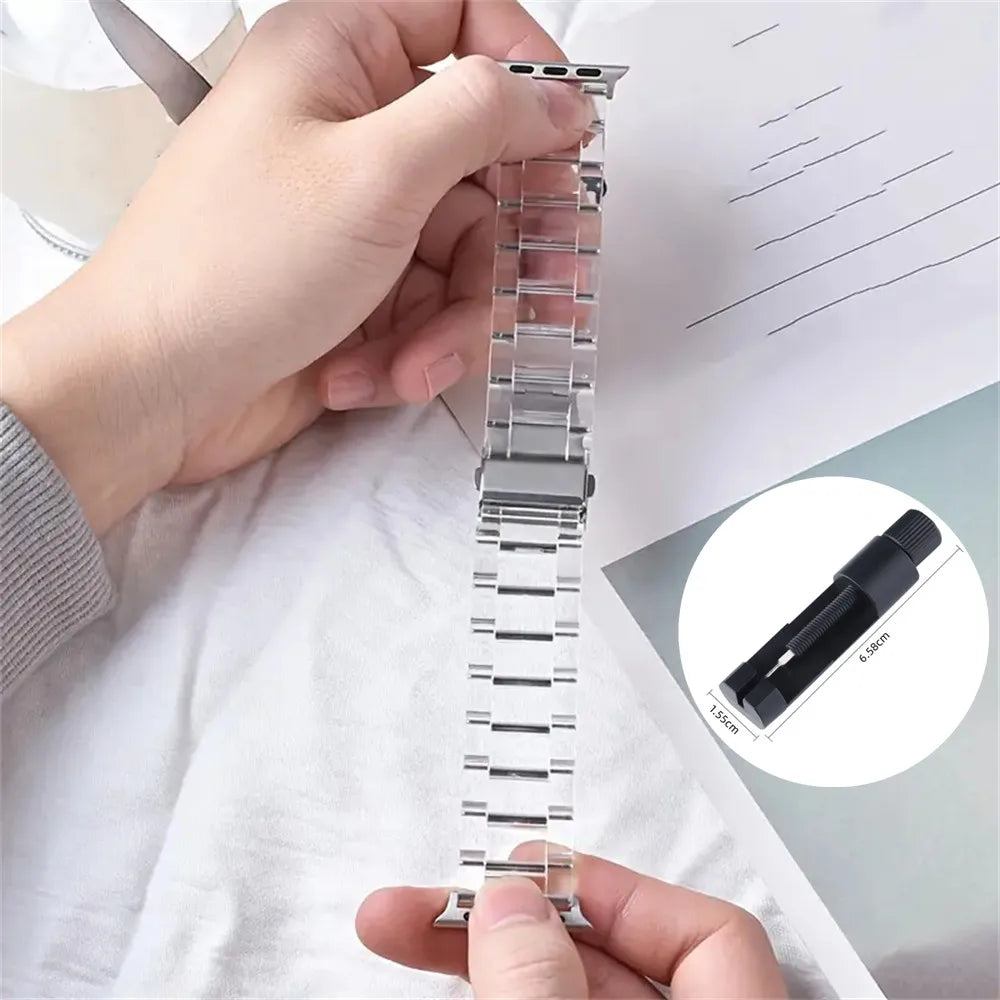 Transparent Link band for Apple Watch band 44mm Ultra 49mm 41mm 45mm 46mm 42mm glacier band Apple Watch Series 10 9 8 7 6 5 4 3