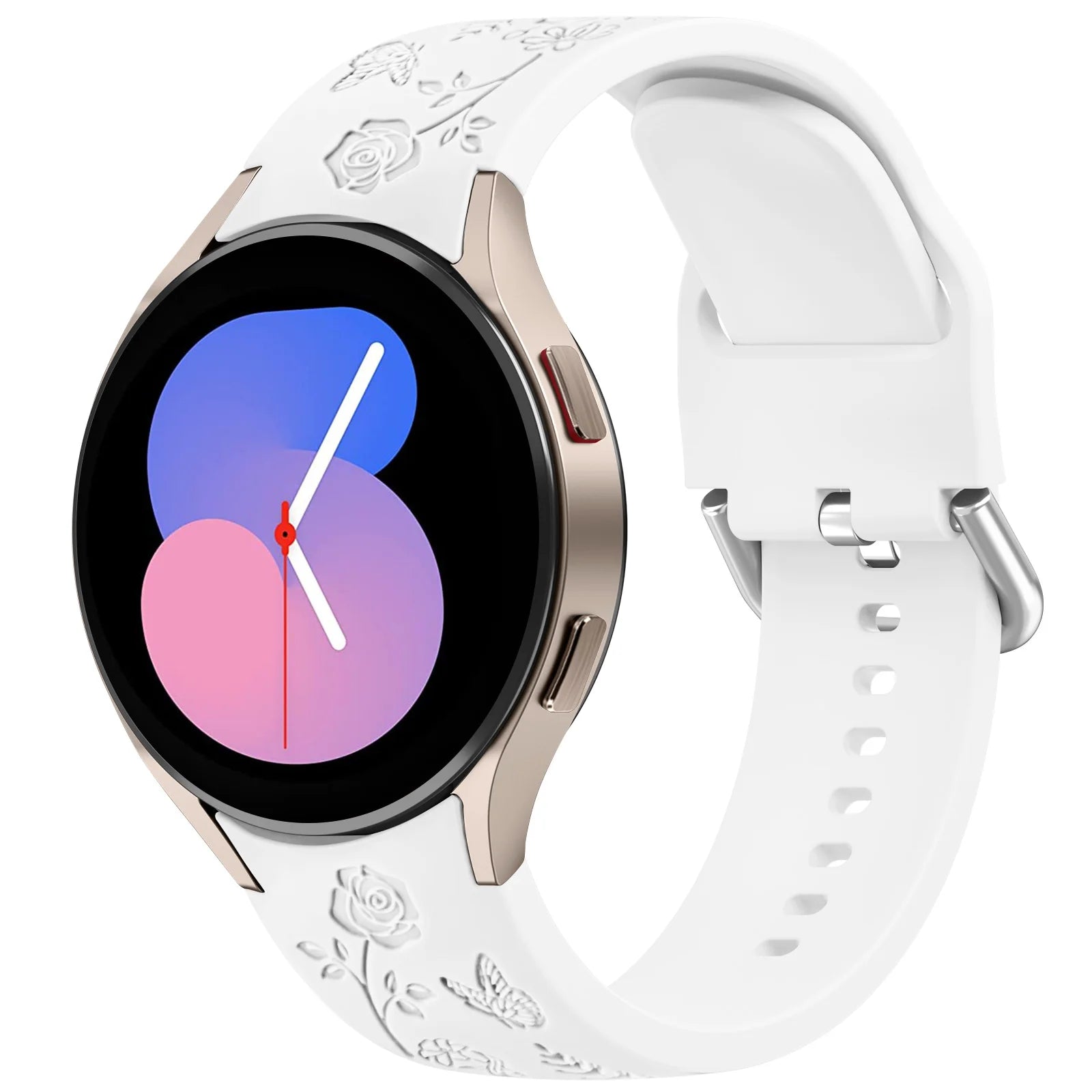 20mm Flower Engraved Watchband For Samsung Galaxy Watch 6/5/4 40mm/44mm 5Pro 45mm Watch 6 4 Classic 43mm/47mm 42mm/46mm Strap