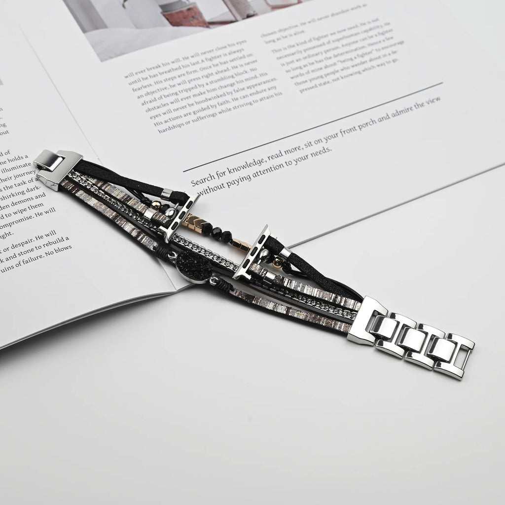 New Bilng metal leather band link For Apple Watch band Series 11 10 8 7 6 3 4 5 9 40mm 41mm 38mm 42mm 44mm 45mm 46mm band