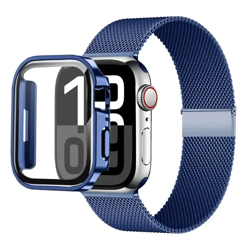 Milanese Loop band For Apple Watch Ultra 49mm band 44mm 40mm 41mm 45mm Gold Silver Leopard band +Case Apple Watch 9 8 7 6 5 4 3 SE