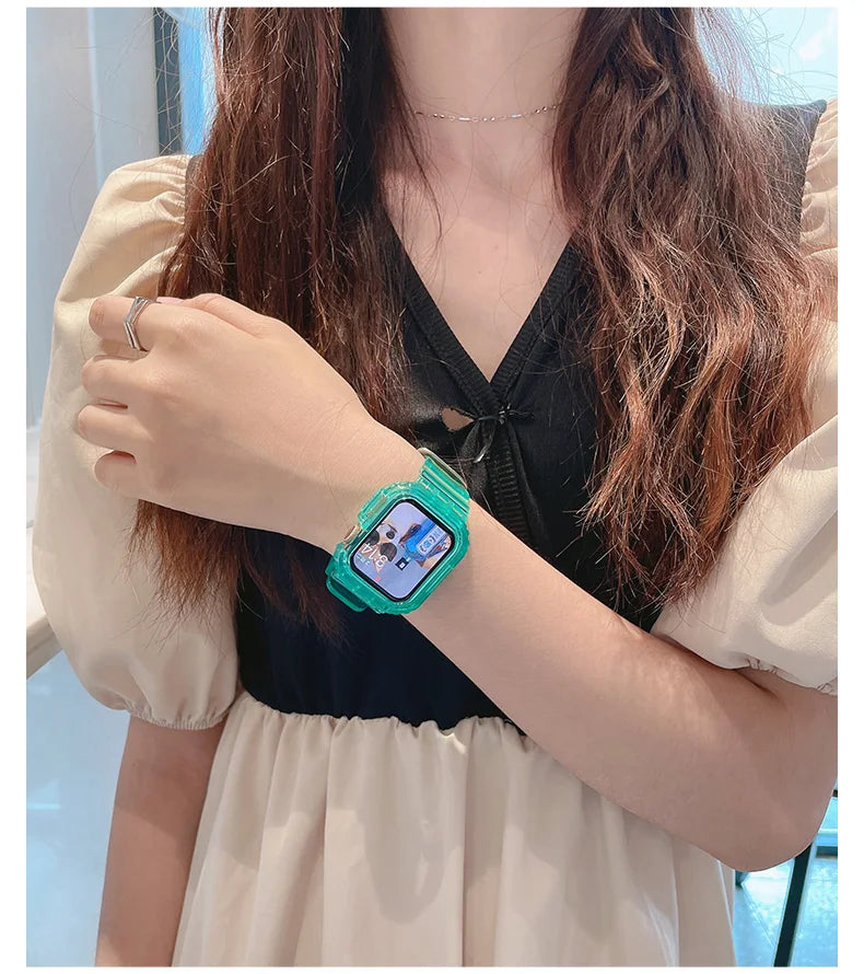 TPU Case+band for Apple Watch band 46mm 42mm 45mm 44mm 40mm 41mm Rubber Cover+band correa Apple Watch Series 10 9 8 7 6 5 4 3 SE