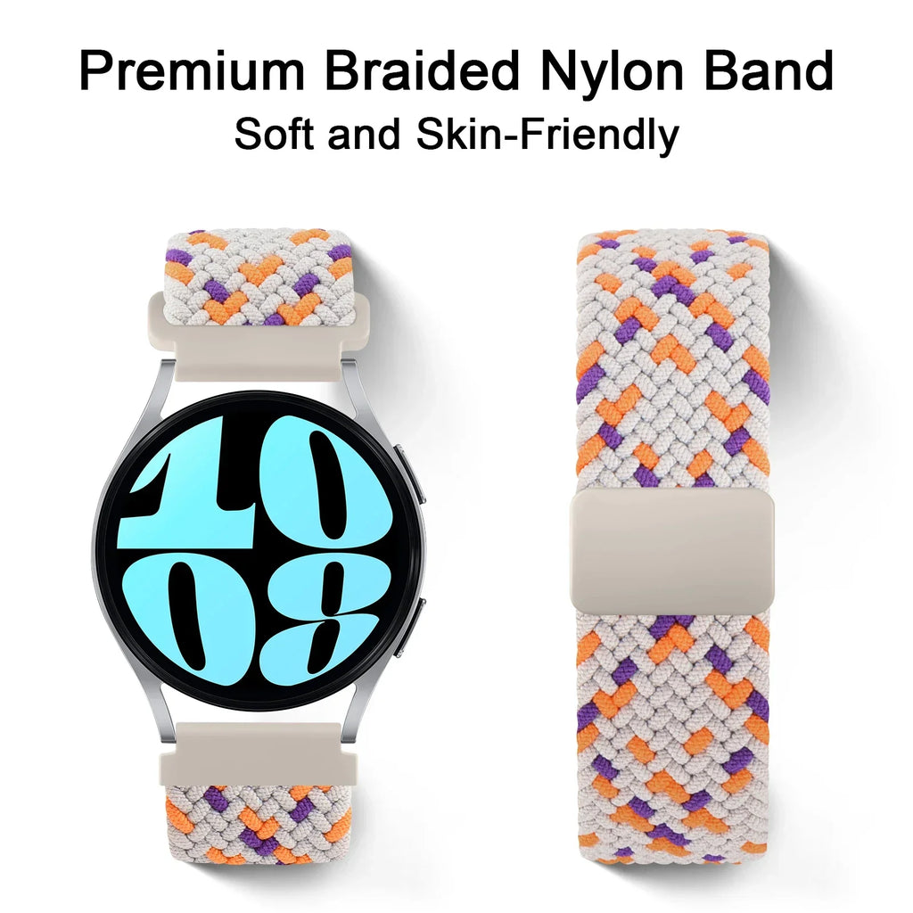 20mm Braided Magnetic Band For Samsung Galaxy Watch 7 6 5 4 40mm 44mm/Watch 4 6 Classic/Active 2/5Pro 45mm/Watch 3 41mm Strap