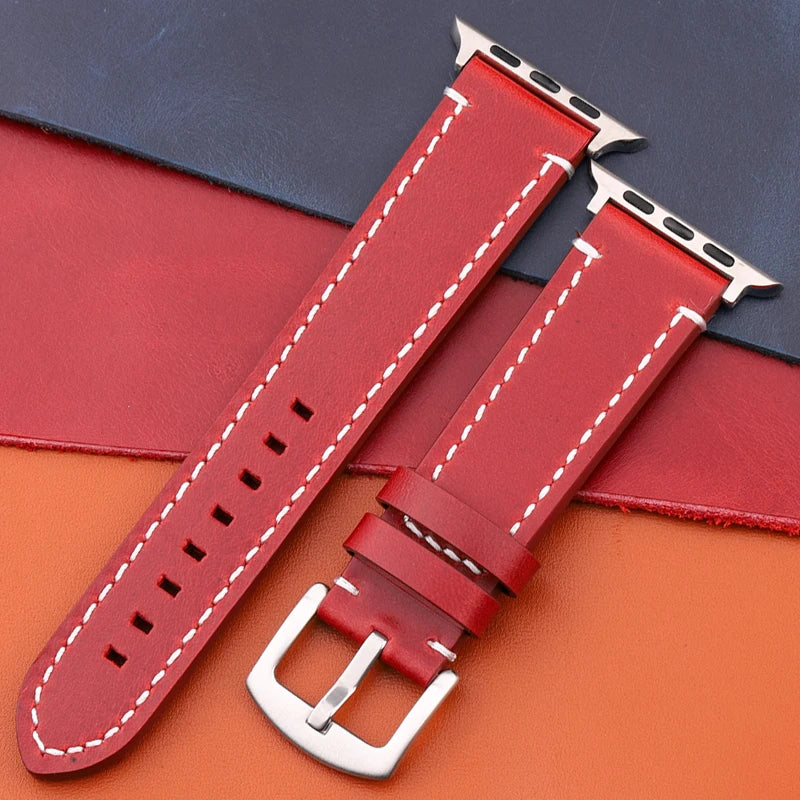 Genuine Leather band For Apple Watch band Serie 7 6 5 4 SE band 44mm 45mm 40mm 41mm 42mm 49mm Women Men Apple Watch Watchband