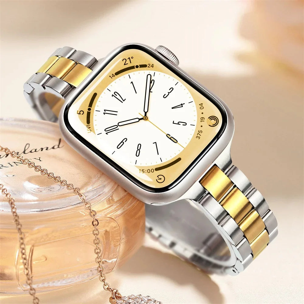 bands for Apple Watch band 10 46mm 44mm 45mm 40mm 42mm 41mm Slim Stainless steel band Ultra 49mm Apple Watch Series 9 8 7 6 SE 5 4