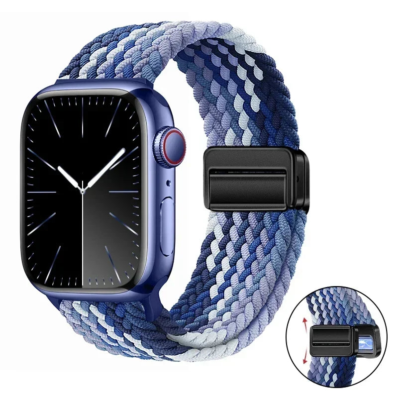 Magnetic Braided band For Apple Watch band 46mm 42mm 45mm 41mm 44mm 40mm Ultra 2 49mm Nylon band Apple Watch 10 9 8 7 6 5 4 SE