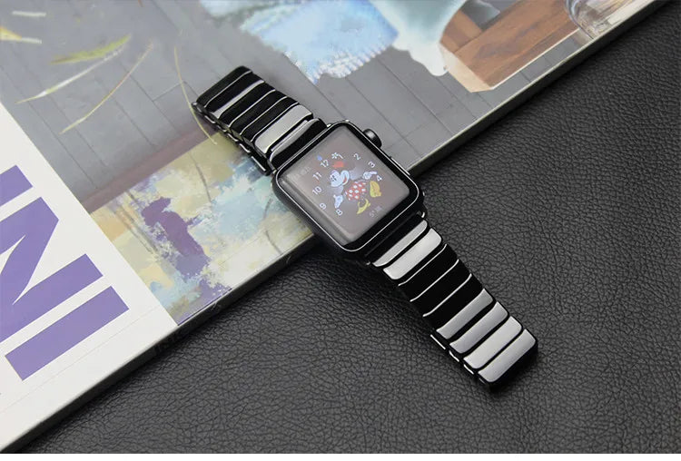 Ceramic band for Apple Watch band 44mm 40mm 45mm 49mm 42mm 38mm Stainless steel butterfly band Apple Watch Series 6 3 7 8 SE Ultra
