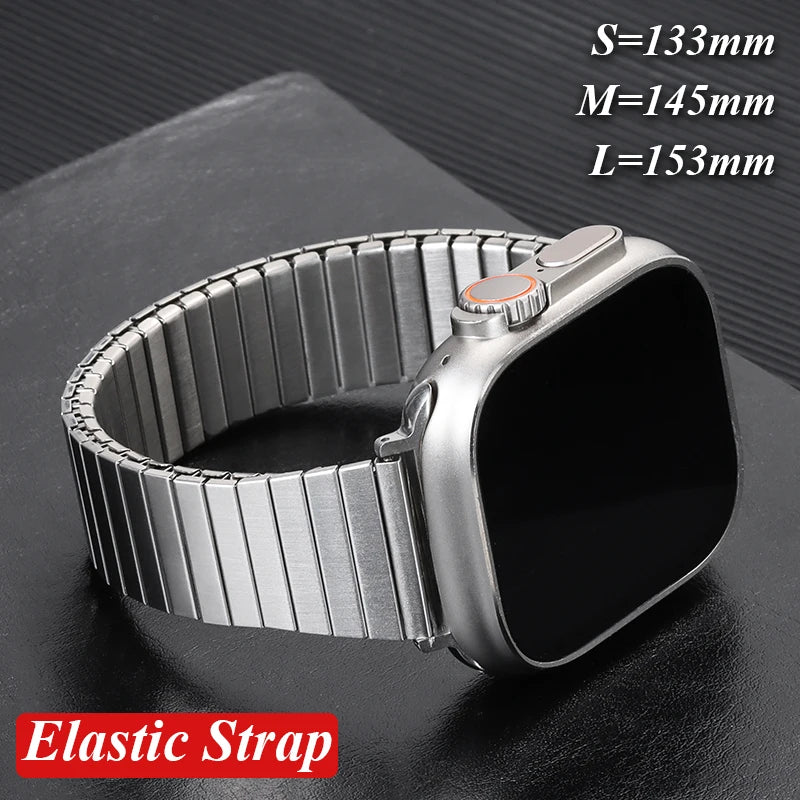 Elastic Stainless Steel band for Apple Watch Ultra band 49mm 44mm 45mm 40mm 41mm 42mm metal band for Apple Watch Series 9 8 7 6
