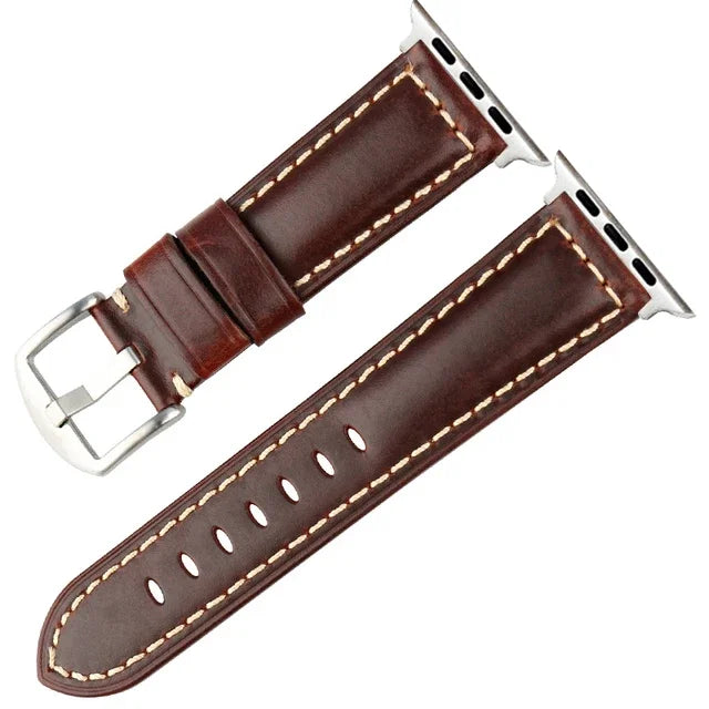 Vintage Cow Leather Watch band for Apple Watch band for Series 9 8 Ultra 2 49mm 45mm 44mm 41mm 42mm 40mm Leather band for Apple