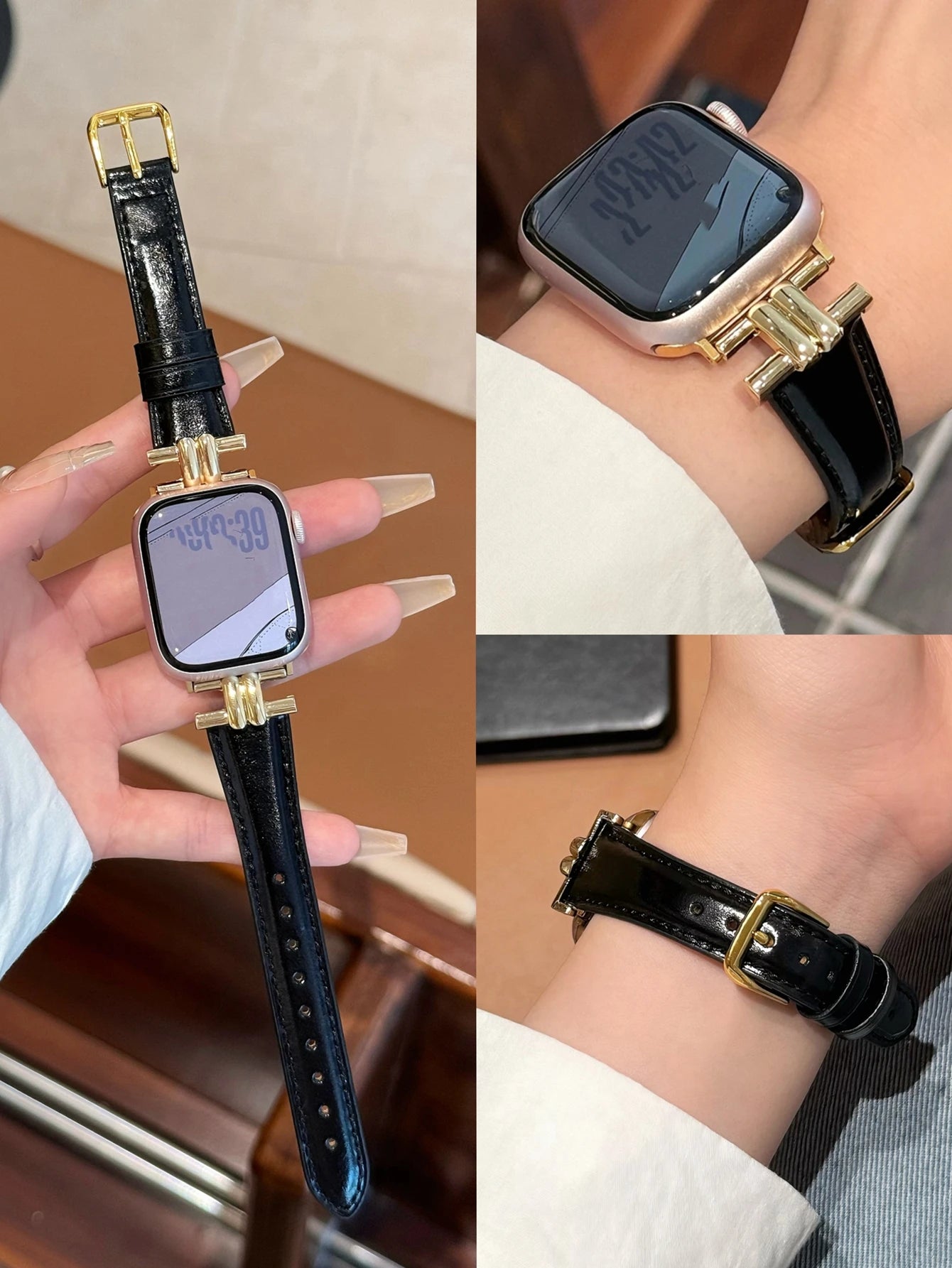 Luxury Leather loop For Apple Watch band women Series Ultra 10 9 8 7 6 5 4 3 2 1 38mm 40mm 41mm 42mm 44mm 45mm 46mm band