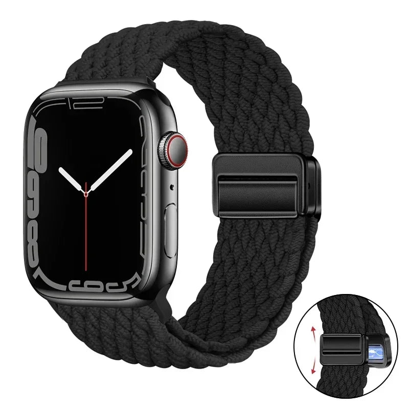 Magnetic Braided band For Apple Watch band 46mm 42mm 45mm 41mm 44mm 40mm Ultra 2 49mm Nylon band Apple Watch 10 9 8 7 6 5 4 SE