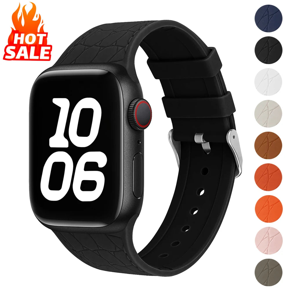 Silicone band for Apple Watch band 46mm 40mm 44mm 41mm 45mm 42mm band Correa Apple Watch Series 10 SE 9 8 7 6 5 3 Ultra 2 49mm