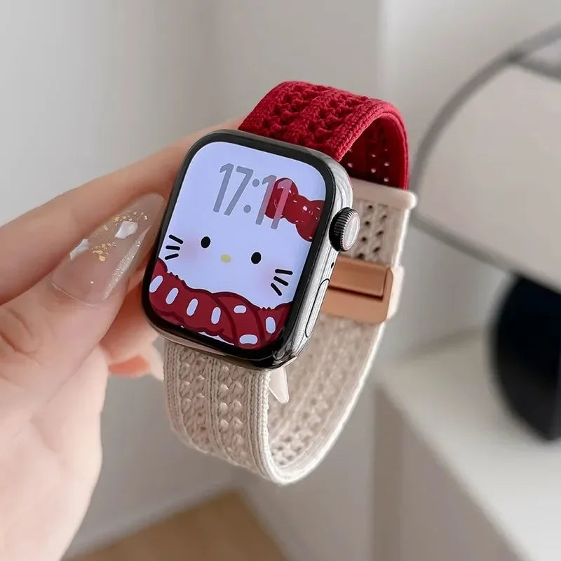 Braided band For Apple Watch band 44mm 40mm 45mm 46mm 49mm 41mm 38mm Magnetic Nylon band Apple Watch Series SE 7 6 8 9 10 Ultra 2