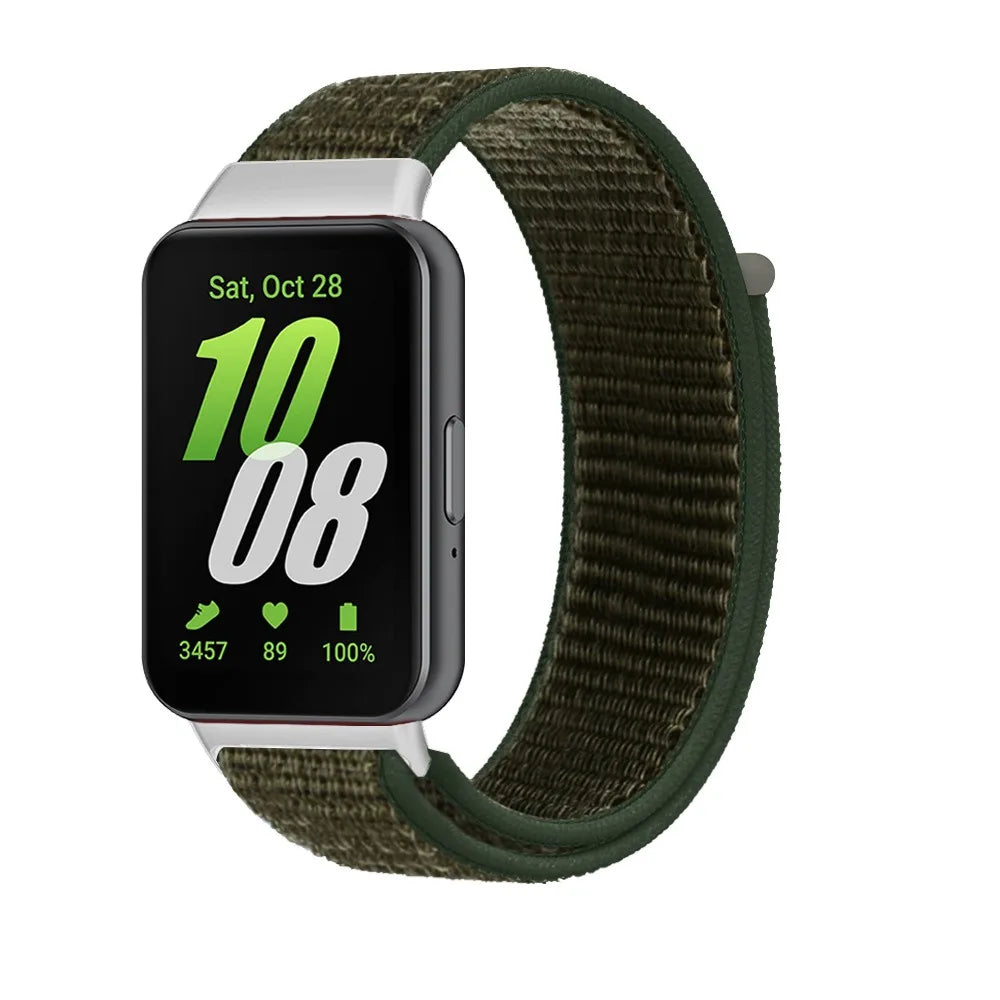 Nylon Loop Strap for Samsung Galaxy Fit 3 Men's and Women's Wristbands for Samsung Galaxy Fit 3 Metal Interface Bracelet Strap