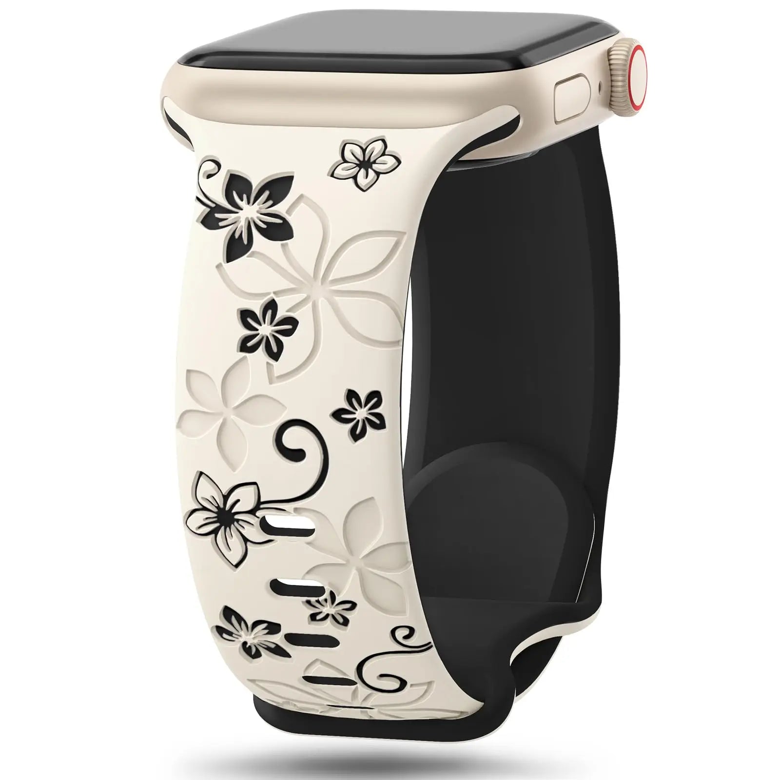 Floral Engraved band For Apple Watch band 46mm 41mm 40mm 44mm 45mm 42mm 49mm Silicone Sport Apple Watch Series 11 10 SE 9 8 Ultra 2