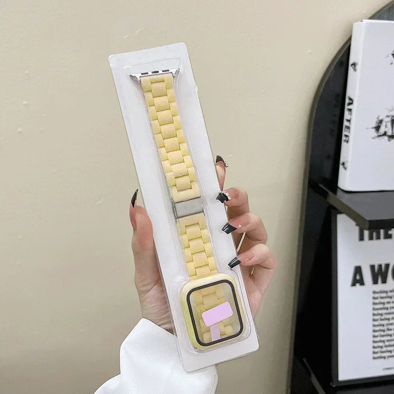 Watch band+Case+glass For Apple Watch band 44mm 40mm 38mm 42mm Candy band Apple Watch Ultra 2 49mm serie 9 8 7 6 5 4 3 SE 41mm 45mm