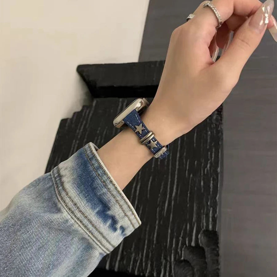 Thin Leather Loop For Apple Watch band Correa For Women Series 11 10 9 8 7 6 5 4 3 2 1 band for Apple Watch