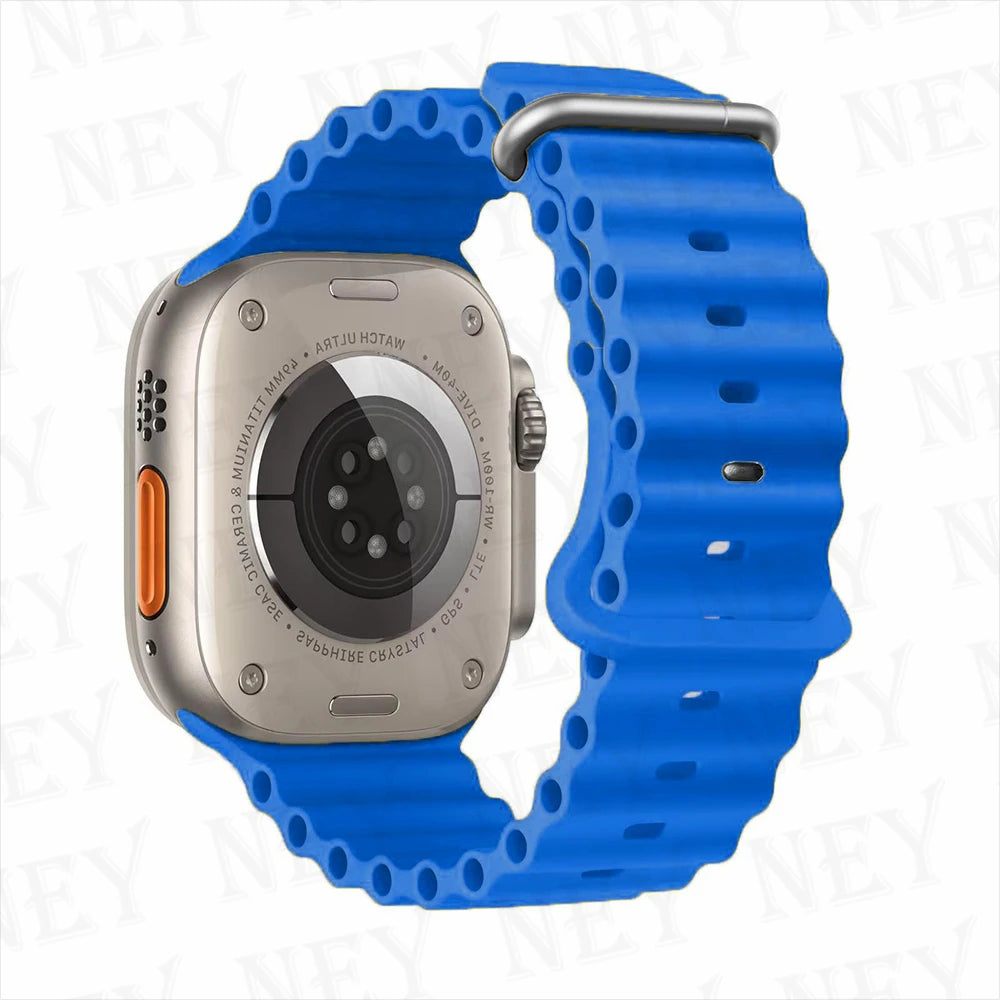 Ocean band for Apple Watch Ultra 2 49mm 44mm 45mm 42mm 38mm 40mm 41mm silicone band correa Apple Watch Series 9 8 7 SE 6 5 4 3 band