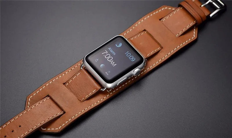 Cuff band for Apple Watch band 44mm 45mm 40mm 49mm 41mm 42mm 38mm Leather watch band Apple Watch Series 9 8 7 5 SE 6 Ultra 2 band