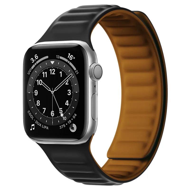 Silicone Link band for Apple Watch band 44mm 40mm 45mm 41mm 46mm 49mm Magnetic Loop band Apple Watch Series SE 7 8 9 Ultra 2 10
