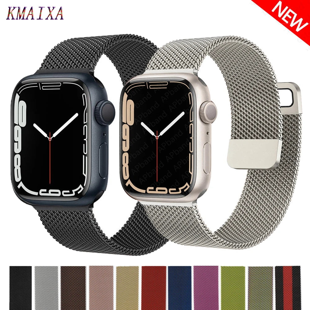 band For Apple Watch band 44mm 40mm 45mm 41mm 38mm 42mm 44mm Accessorie Milanese Loop metal band Apple Watch serie 3 4 5 6 SE 7