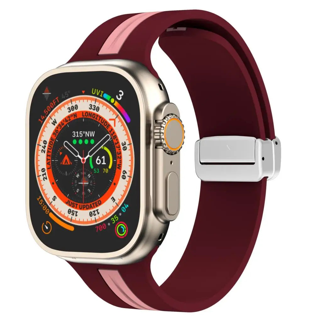 Magnetic buckle band For Apple Watch Ultra 2 band 49mm 44mm 40mm 45mm 41mm 38mm Silicone band Apple Watch Series 7 3 6 5 SE 8 9
