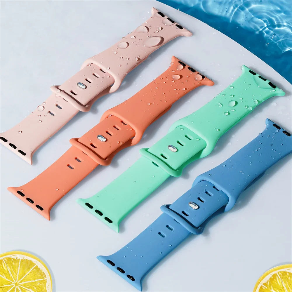 Silicone band For Apple Watch band 40mm 44mm 49mm 45mm 41mm 38mm 42mm 44mm correa band Apple Watch Series 9 8 7 6 3 SE Ultra 2
