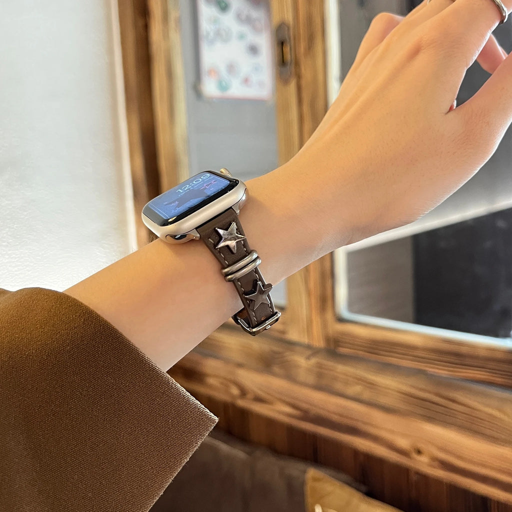 Slim star For Apple Watch band women Ultra 11 10 9 8 7 6 5 4 3 2 1 SE 38mm 40mm 41mm 42mm 44mm 45mm 46mm Leather Loop