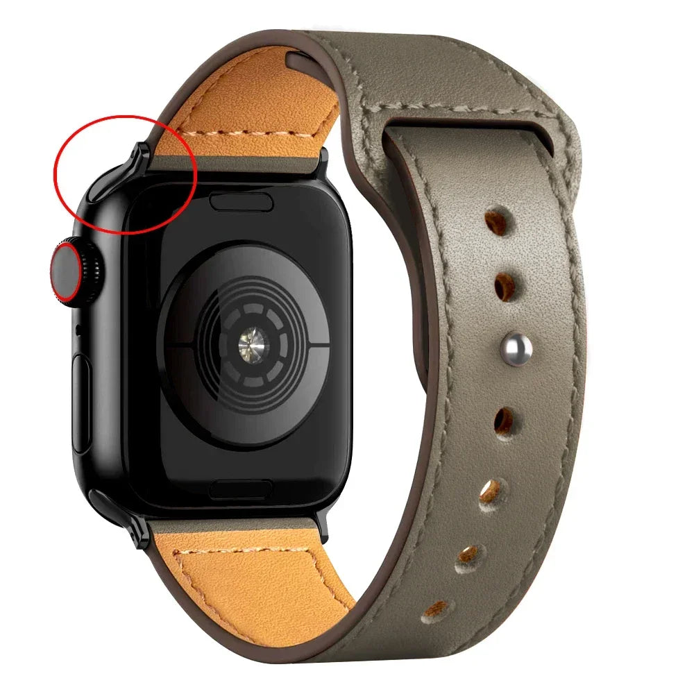 Leather band For Apple Watch Ultra 2 49mm 41mm 45mm 44mm 40mm 46mm 42mm Wrist band for Apple Watch Series 9 8 7 3 4 5 6 10