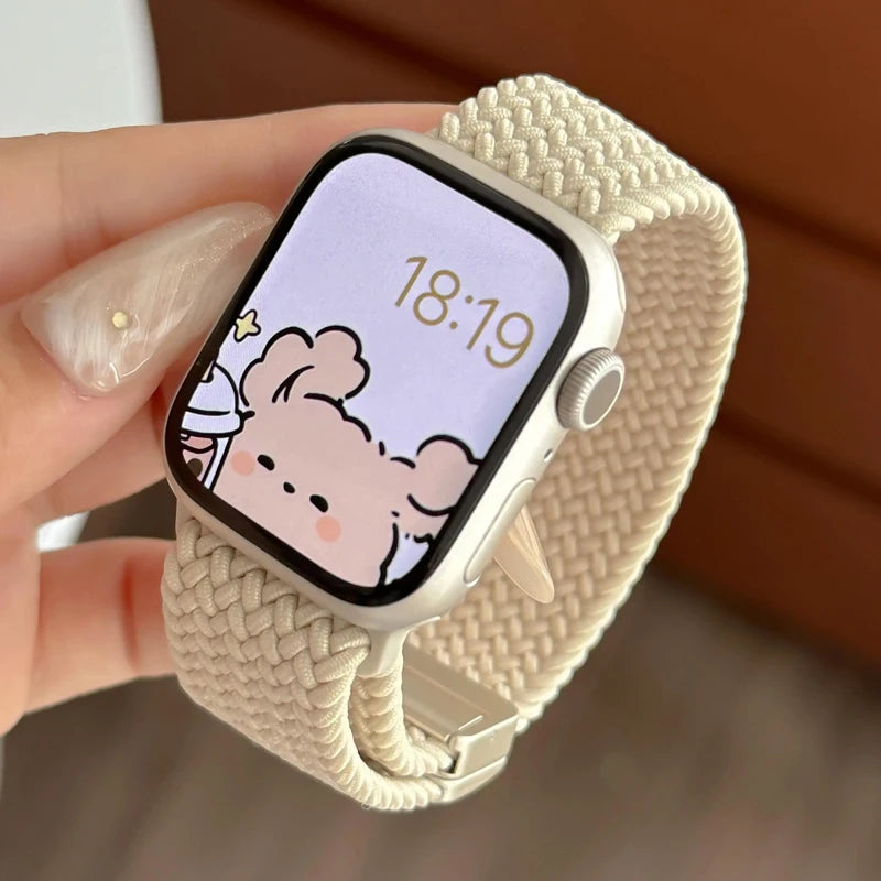 Braided Loop Nylon band for Apple Watch Ultra 2 49mm 46mm 42mm 45mm 41mm Magnetic band Apple Watch 10 9 8 7 6 5 SE 40mm 44mm Band